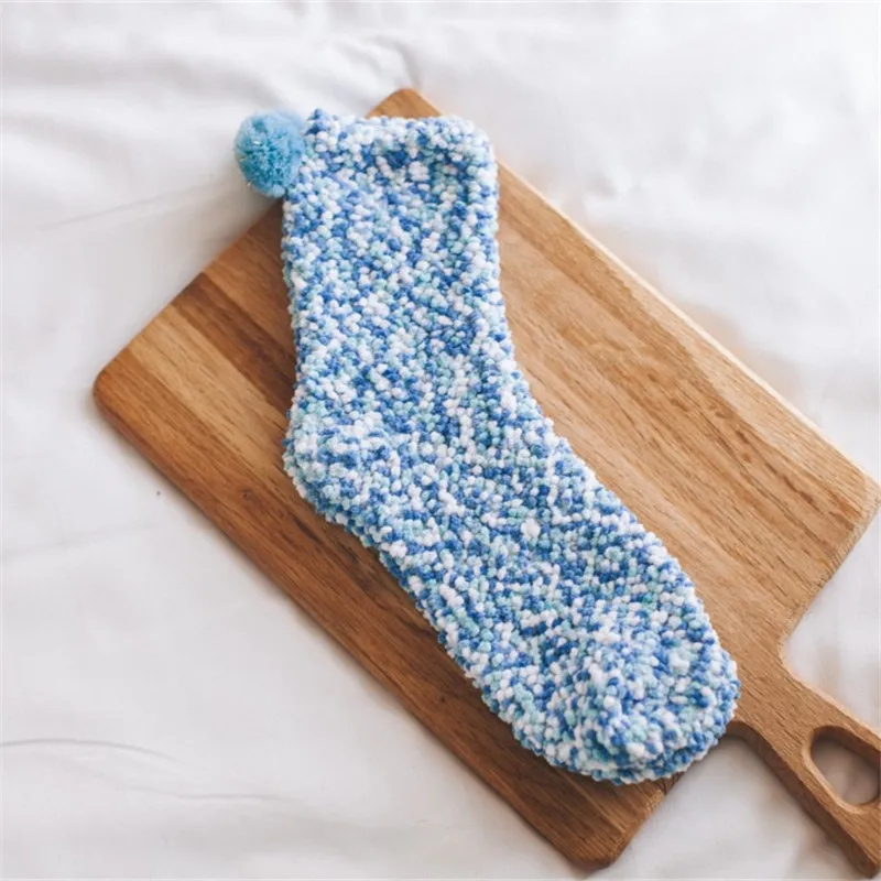 Light blue 1 пара, яркие женские пушистые носки, теплые, зимние, уютные, для отдыха, кровати, носки Рождественский подарок, рождественские, женские, мягкие, для пола, домашняя одежда, аксессуары - Цвет: Light blue