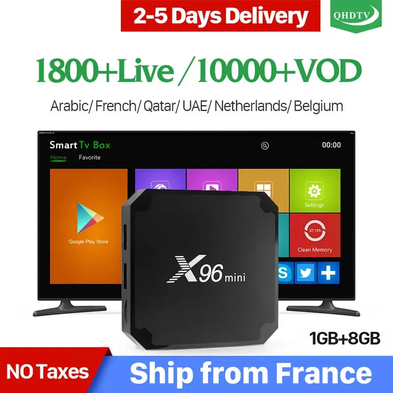 

X96 mini France IPTV Box Android 7.1 S905W Quad Core X96mini Set-top Box 1 Year QHDTV Code IPTV Belgium Arabic French IPTV Box