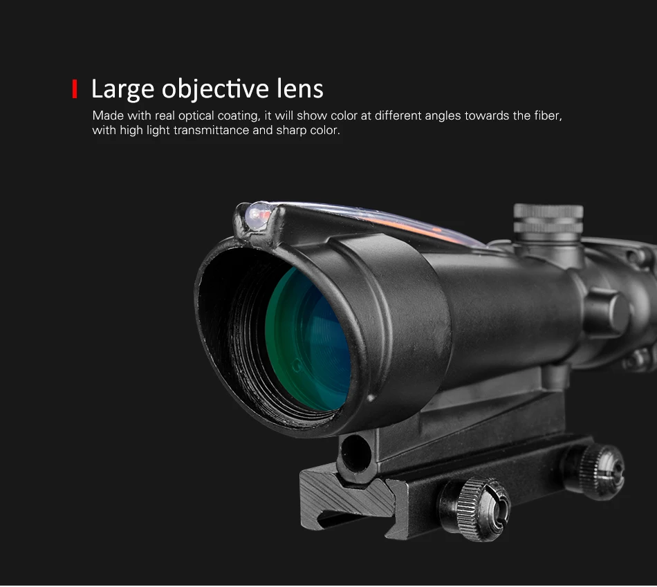 Охотничий 3,5X35 ACOG реальный оптоволоконный прицел зеленая красная Подкова Сетка тактические оптические прицелы для cal. 223. 308