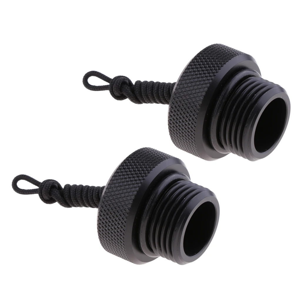 2Pcs/Set Scuba Dive DIN Tank Valve Cap Dust Plug & Lanyard for First Stage Diving Diver