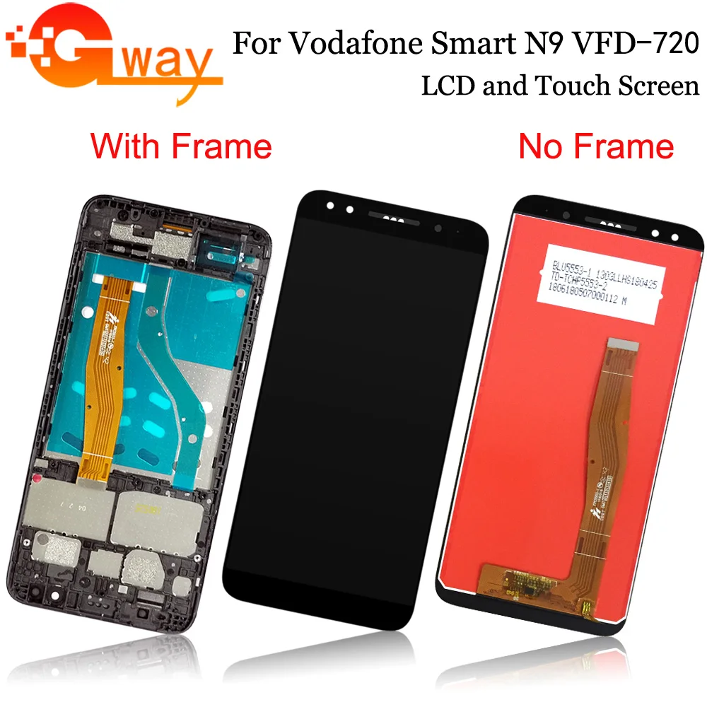 

Black For Vodafone Smart N9 VFD-720 VFD 720 VFD720 LCD Display+Touch Screen Digitizer Assembly Phone Replacement + Frame