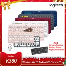 Logitech k380 multi-dispositivo teclado sem fio bluetooth linemate multi-color windows macos android ios chrome os universal