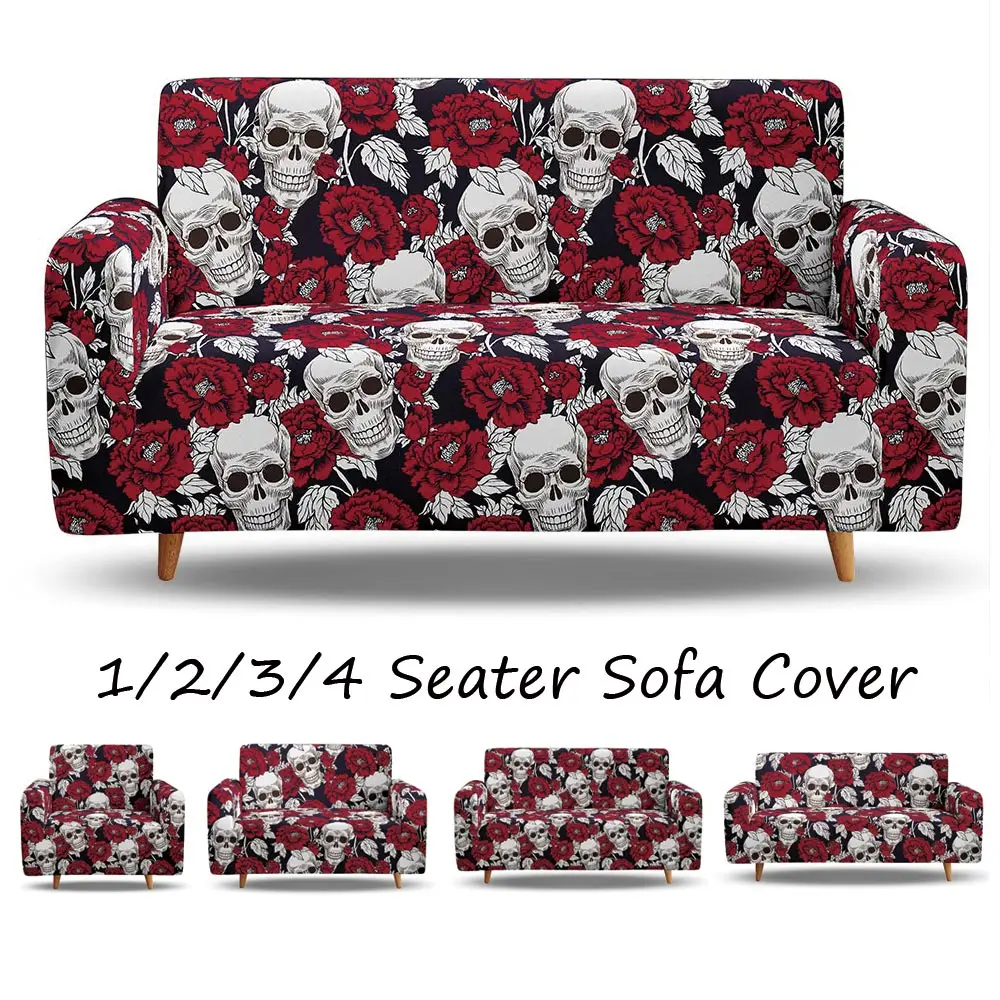 

Alternative sofa cover skull head Retro 1234 seat sofa cover elastic washable L-shape universal sofa decorative cover
