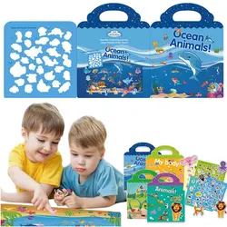 Livre d'autocollants réutilisables d'animaux, nouveaux autocollants de fenêtre durables, jouet éducatif pour enfants en bas âge 