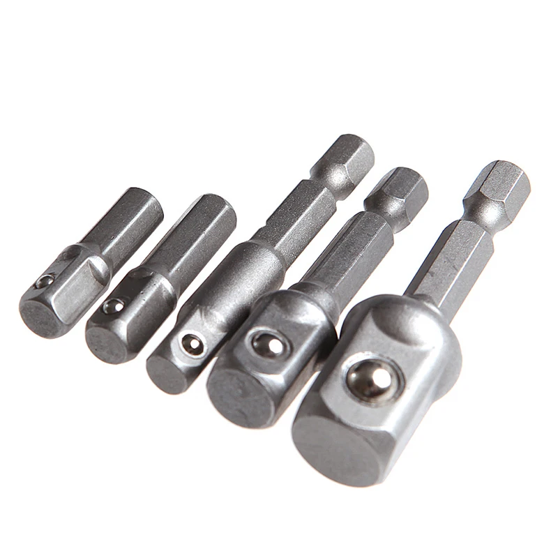 

5PCS Socket Adapter 1/4'' 3/8'' 1/2'' Hex Power Drill Bit Driver Bar Wrench Set
