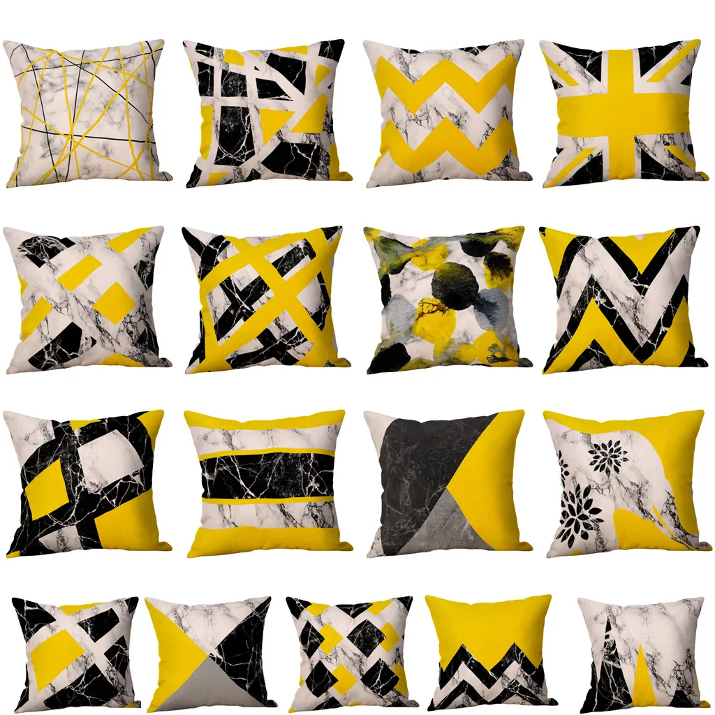 Nordic Cushion Yellow Decorative Pillows Grey Geometric Cushions