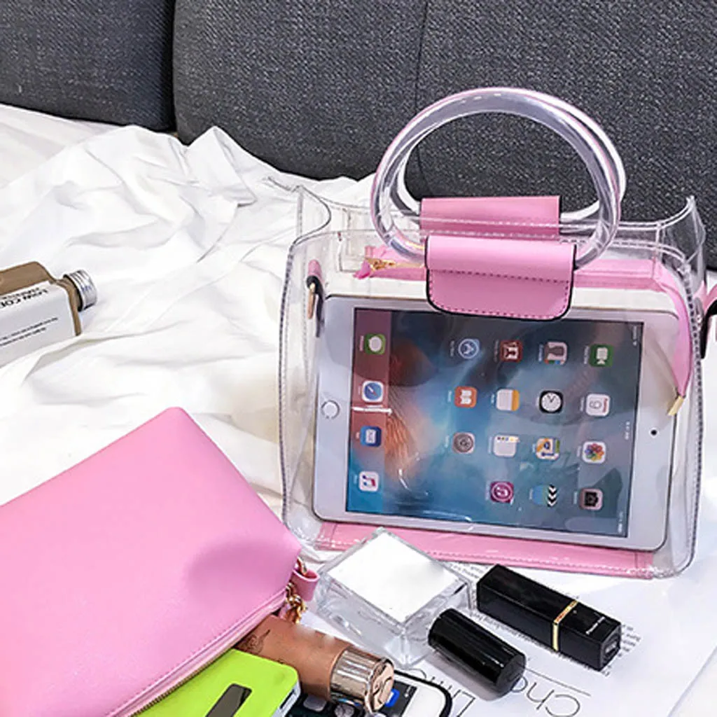 Femme sac à main 2PC gelée Transparent Messenger 2019 nouveau Portable épaule bolso mujer torebka damska shopper sac main #40