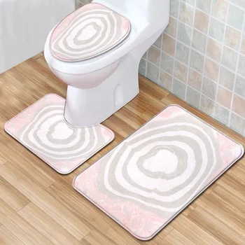 

Texture Mats For Bathroom 3pcs Toilet Rug Anti-slip Shower Room Carpet Set Toilet Lid Cover Absorbent Bath Mat Floor Pads