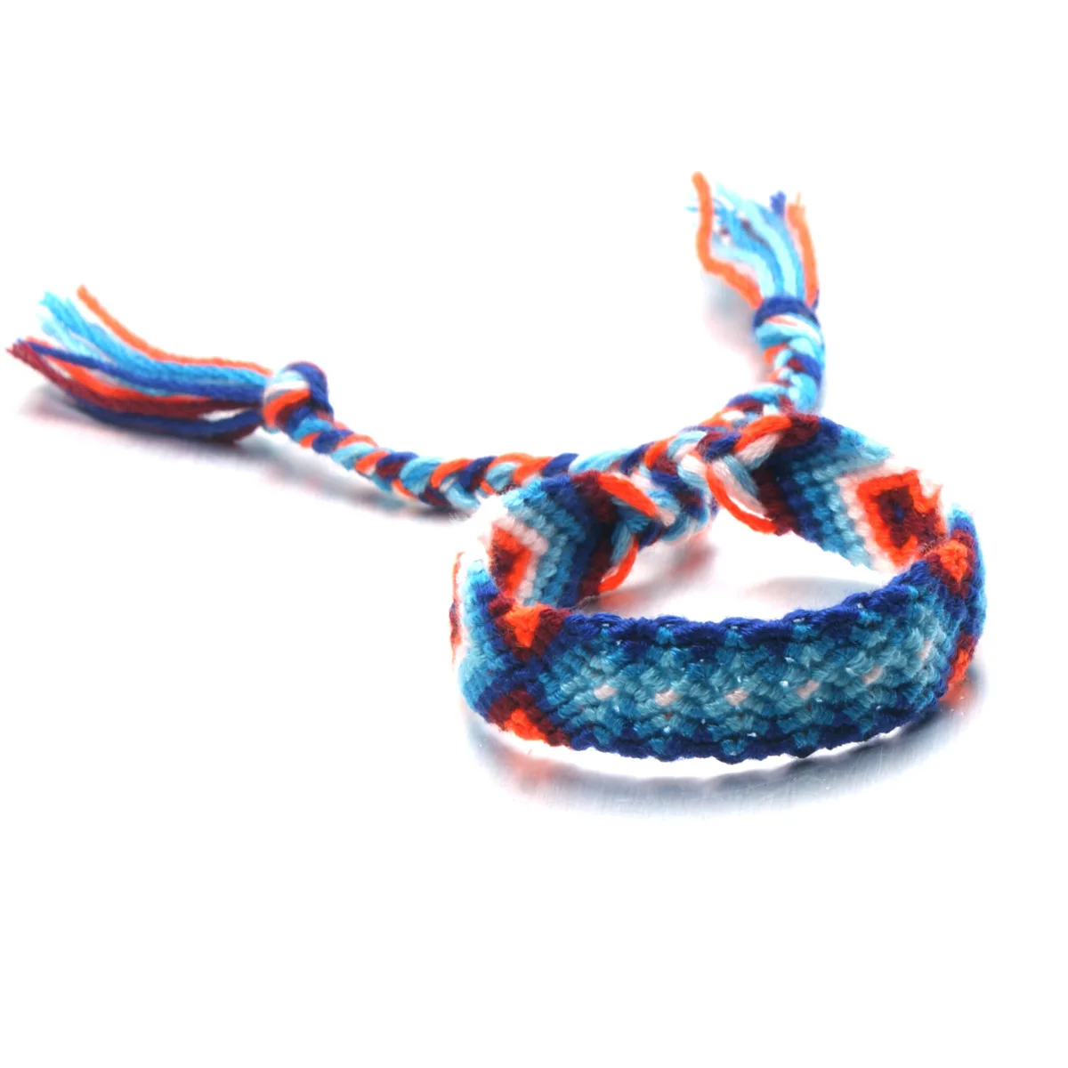 New Boho Rainbow Braided Plaited Ribbon Bracelet Geometric Pattern Cotton Rope Chain Friendship Bangles Handmade Woven Jewelry - Окраска металла: 10