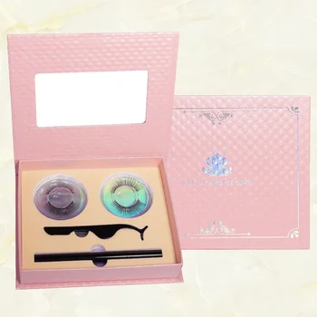 

1 Set Self-adhesive Eyeliner Eyelash Suit False Eyelash Set for Lady (Pink)