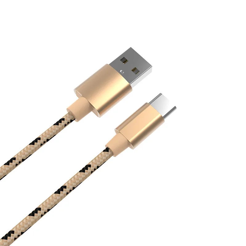 Нейлоновый Кабель Micro-USB в оплетке, 1 м/2 м/3 м, USB кабель для зарядки и синхронизации данных, для планшетов, Android, USB, кабели для телефонов - Цвет: Gold Micro USB