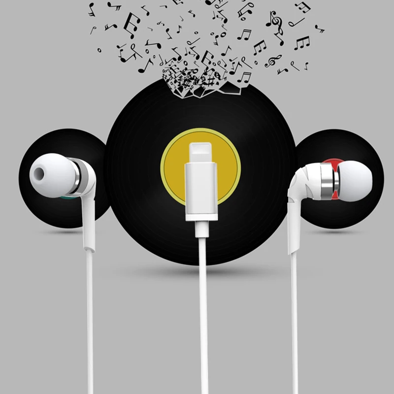 NITIKA Headphones with Connector Microphone for Apple MFi Headset Wired Noise Earphones for iPhone 120CM