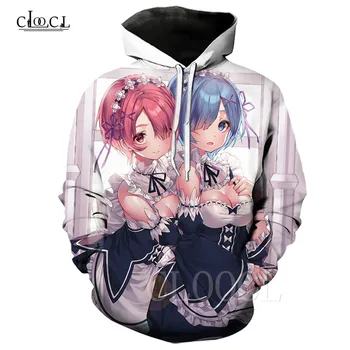 

Re: Zero Rem Ram Loli Otaku Hoodies Sweatshirts For Couple 3D Print Maid Cosplay Japan Anime Hoodie Men Women Sports Hooded Tops