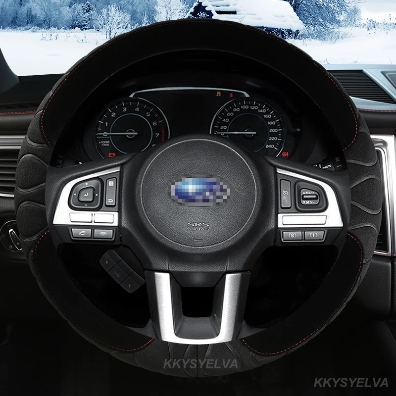 Winter Plush 38cm Car Steering Wheel Cover Anti slip for Subaru