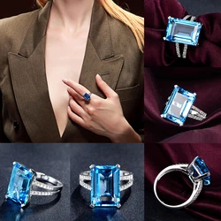 Luxury S925 Silver Rings For Women Square Cut Zirconia Diamond 925 Silver Wedding Band Engagement Bridal Jewelry Gift