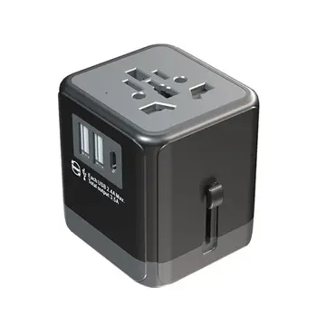 

Power Adapter Universal Conversion Plug Travel Charger 2 USB 1 C USB UK EU AU US