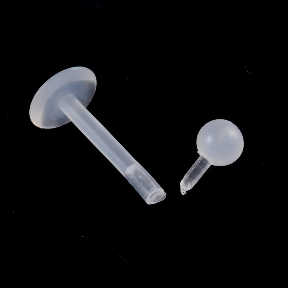 10pcs Transparent Bioplast Flexible Labret Stud Push-in Lip Piercing Ring Ear Cartilage Tragus Helix Piercing Fashion Jewelry