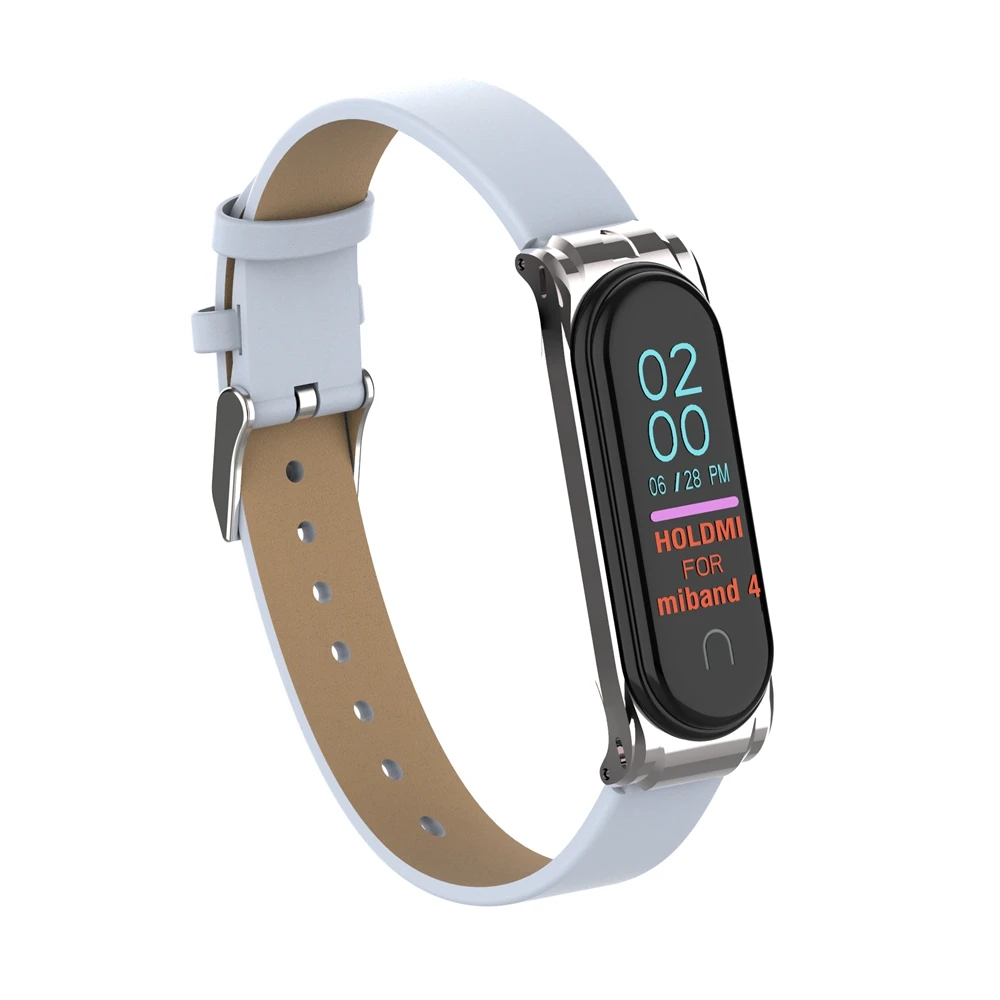 Цветной PU+ металлический чехол для Xiaomi mi band 4 Correa сменный спортивный ремешок mi Band 4 аксессуары ремешок для браслета