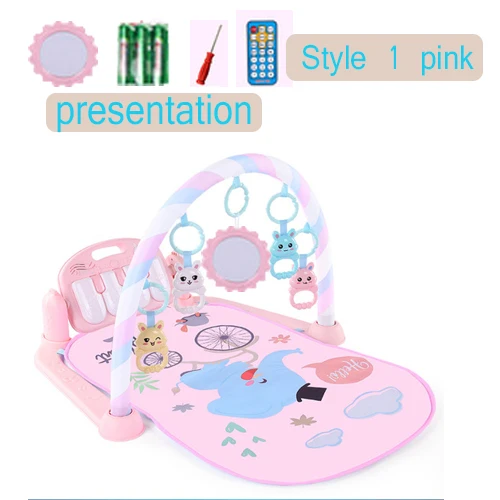 style 1 pink Музыкальный детский коврик для ребенка тренажерный зал новорожденных музыкальное пианино игровой коврик одеяло с проекция для детей детский коврик маты для ползания - Цвет: style 1 pink