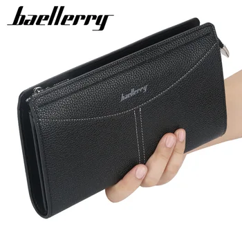 

New European and American men's long wallet multifunctional business envelope hand bag zipper mobile phone bag