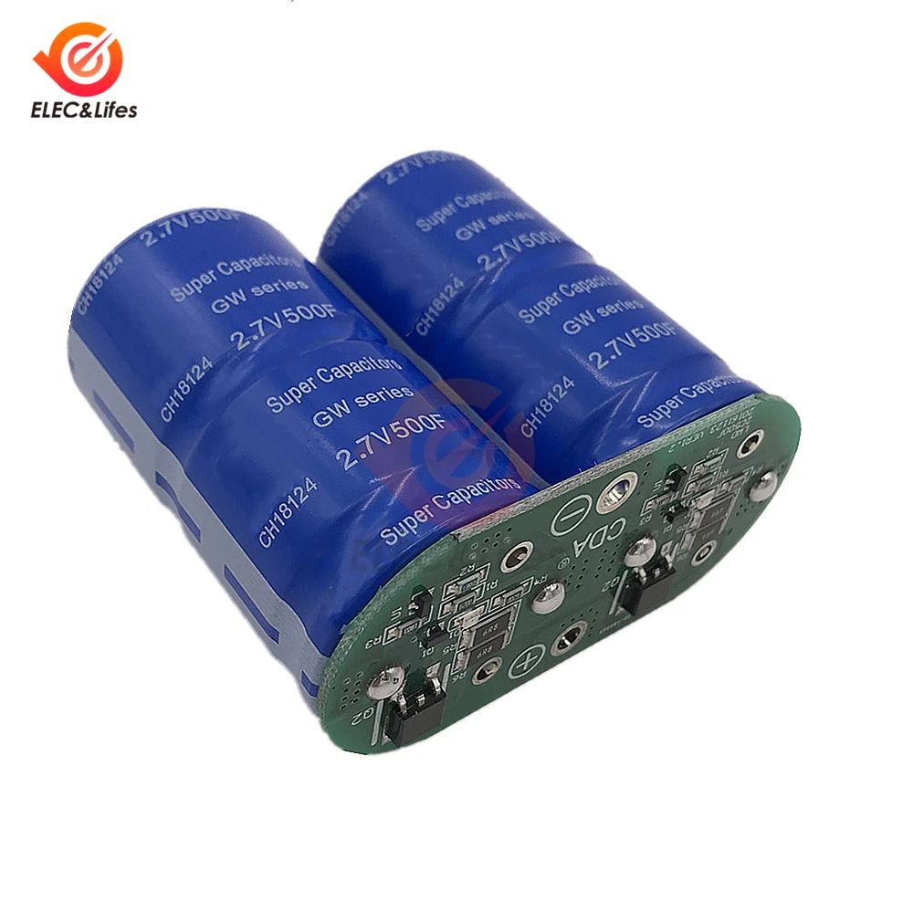 

New Version super Farad capacitor group 5.4V 250F（2pcs * 2.7v 500F）Automotive Rectifier capacitor 2.7v500f With Protection Board