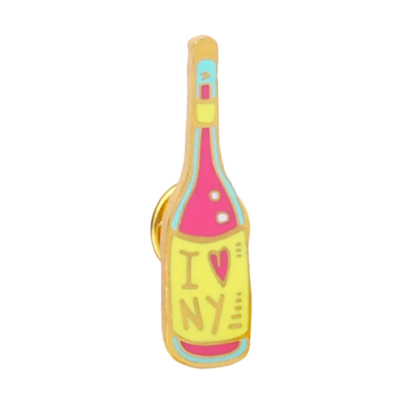 Wine bottle Милый воздушный план корабль вино значок-бутылка булавки багажник самолет парусник эмаль булавки броши для женщин девочка мальчик шляпа украшения для футболки подарок - Окраска металла: Wine bottle