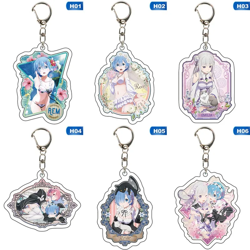 

Lovley Keychain Acrylic Anime Re:Life In A Different World From Zero Keychain Cosplay Key Rings For Girl Boy