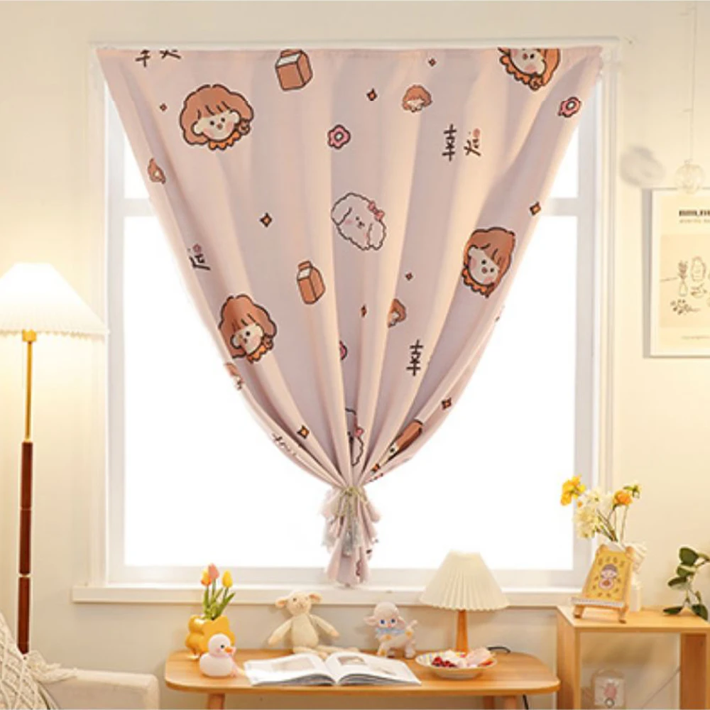 Cartoon magic tape curtain Blackout luxury warm and cold insulating thermal curtains short door window christmas Living room