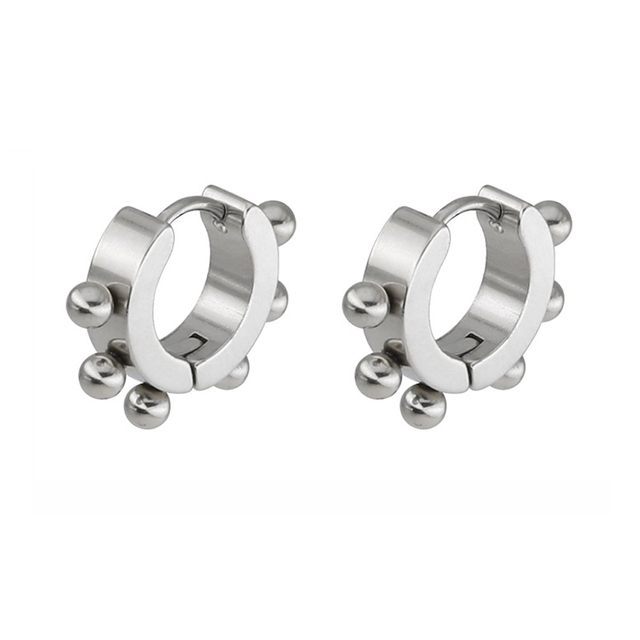 Punk Titanium Steel Ear Clip Ear Stud Earrings For Men Women Black Pierced/No Pierced Fake Ear Circle New Pop Jewelry