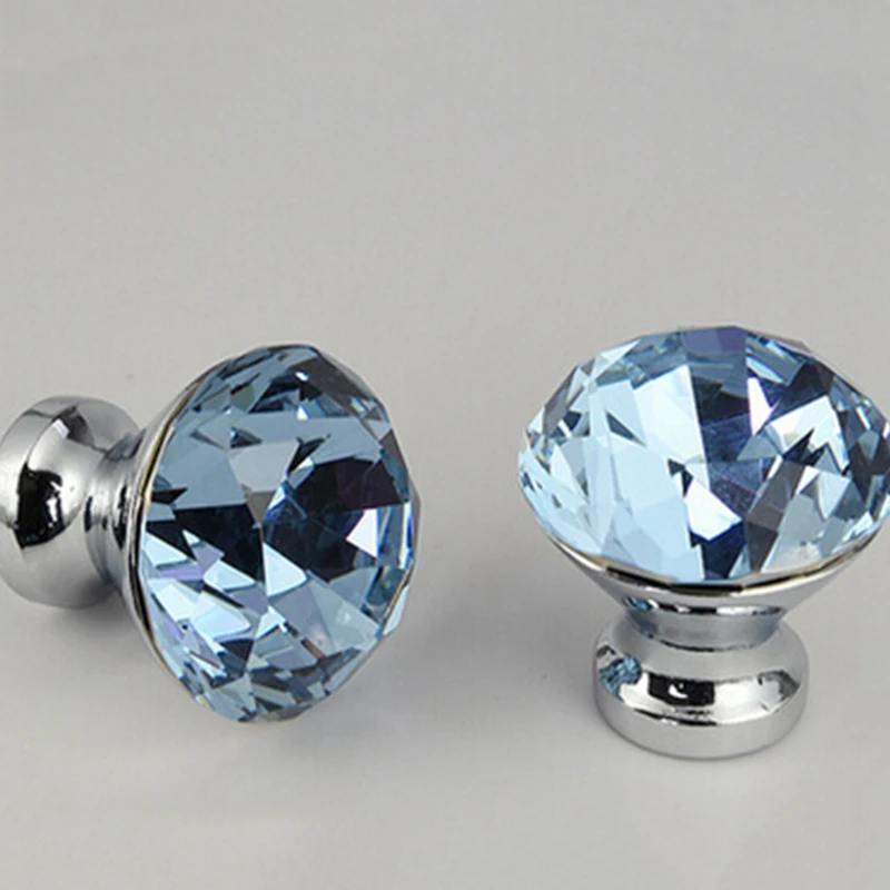 1x Furniture Pull Handle Glass Diamond Crystal Dresser Knobs