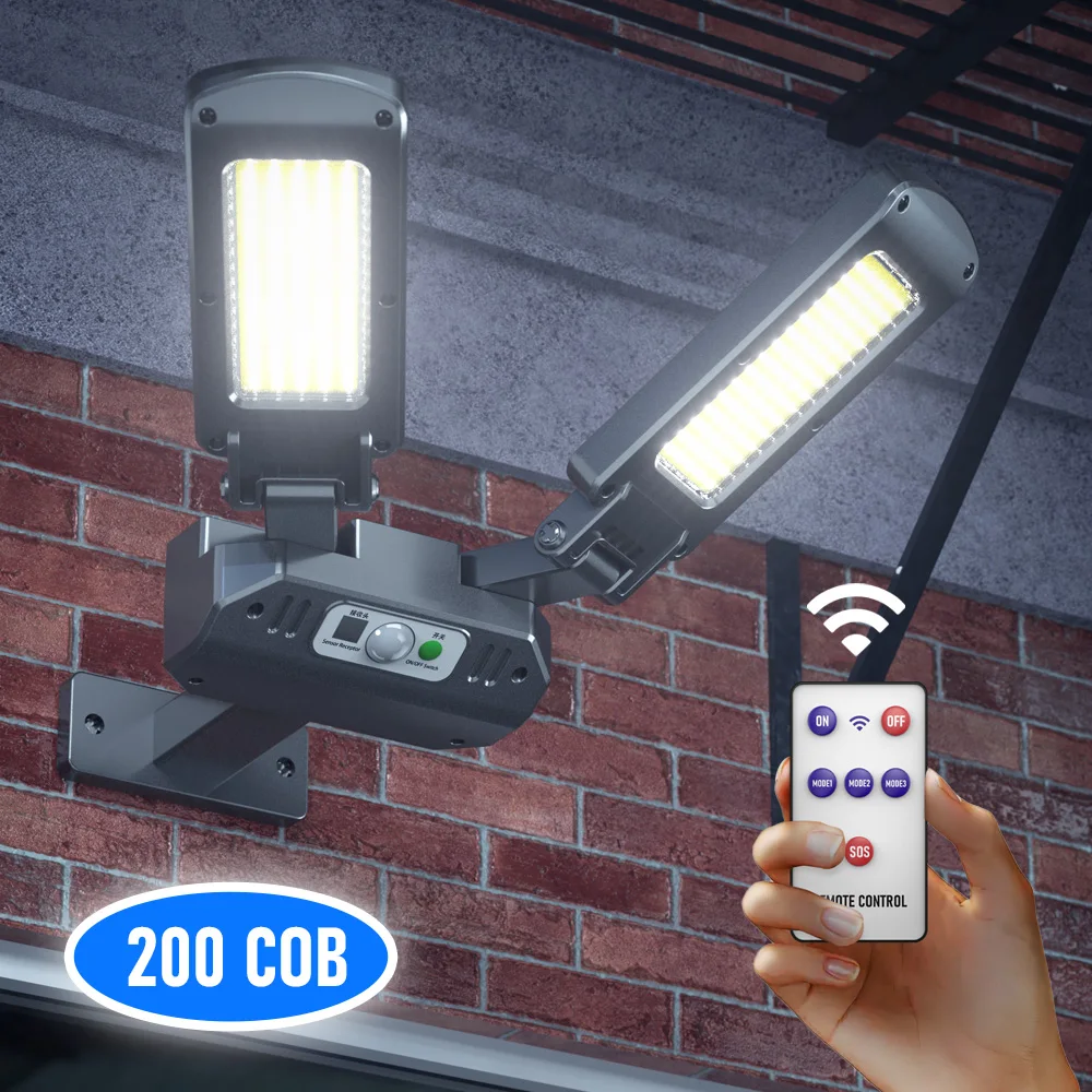200COB Double-headed Solar Street Lights Outdoor 3 Light Mode Lamp Motion Sensor Security Lighting for Garden Patio Yard | Освещение