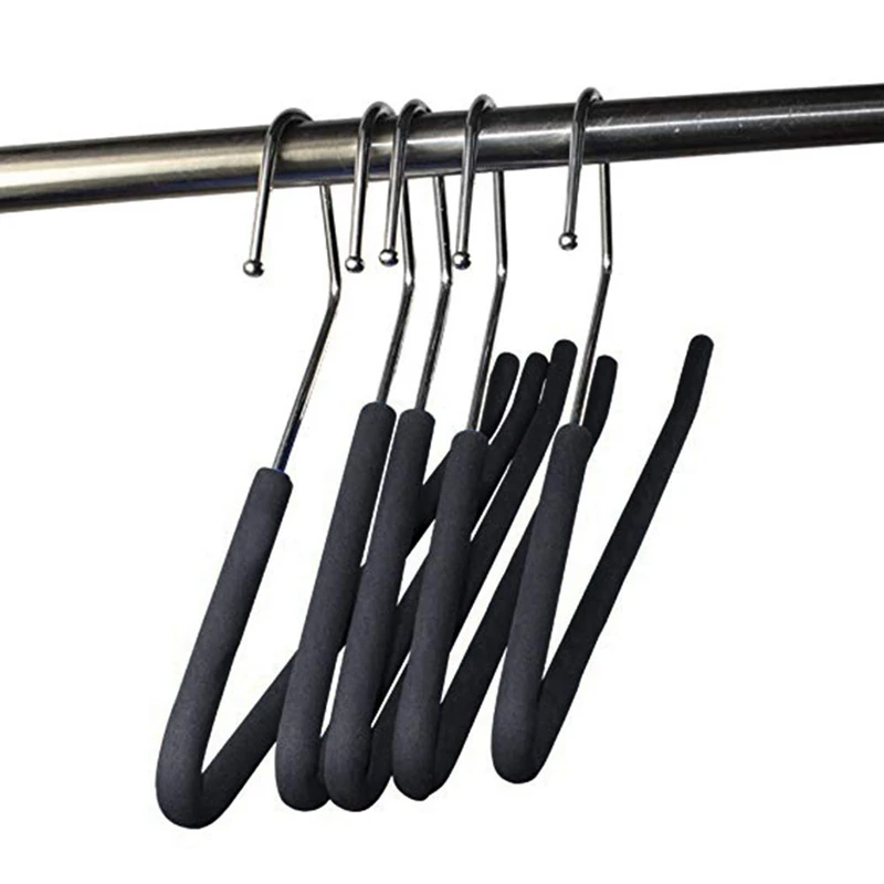 Promotion! Open End Trouser Hangers Slack Pant Hanger with Non-Slip Foam Coated Black 5-Pack 3