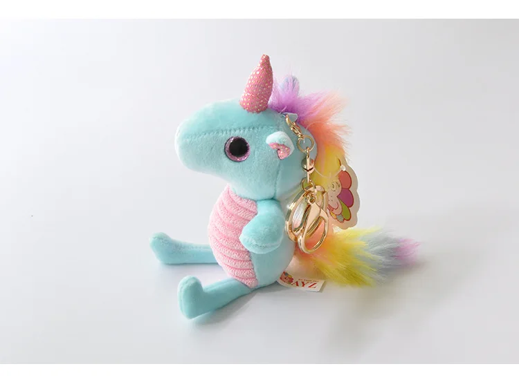 New cute striped rainbow unicorn plush toy plush pendant boutique doll KeyChains For Women Bag Toy