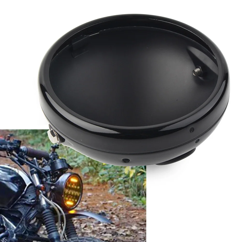 

Universal Motorcycle 7" Front LED Headlight Mounting Housing Bracket Lamp Cover Glossy Black
