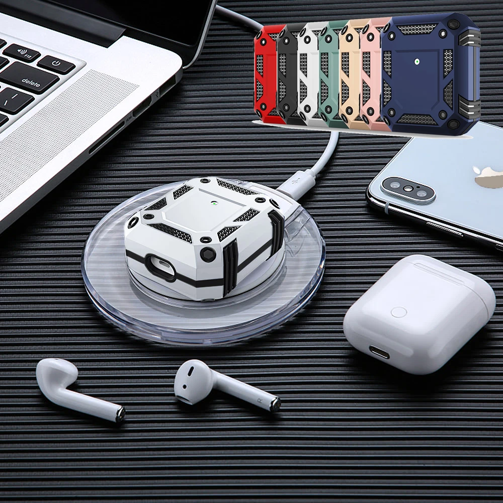 Чехол для Airpods Pro 1 2 с функцией беспроводной зарядки светодиодный карабином |