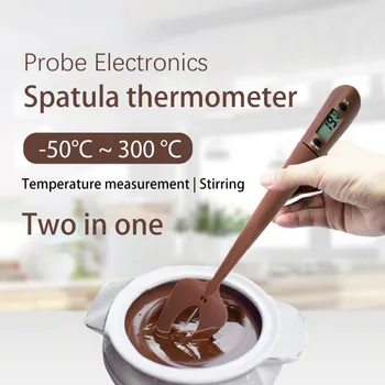 

Digital Thermometer and Silicone Scraper Spatula Instant Cooking Temperature Reader Stirrer Ktichen Baking Cooking Tool Gadgets