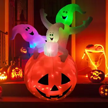 

1 Set 1.8m LED Inflatable Ghost Pumpkin Model Halloween Decoration Horror Props for Yard Garden Party with US Plug