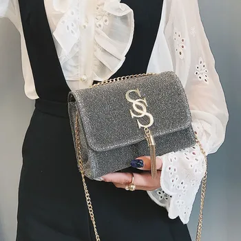 

Women Luxury Handbag Glitter Sparkling Party Evening Envelope Clutch Bag Female Tote Purse Tassel Chain Wild Crossbody Shoulder