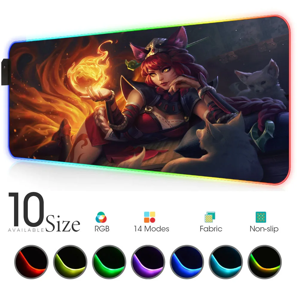 

League of legends RGB Mouse Pad Black Gamer Accessories Large LED MousePad XXL Gaming computer mat PC Desk Play Mat with Backlit