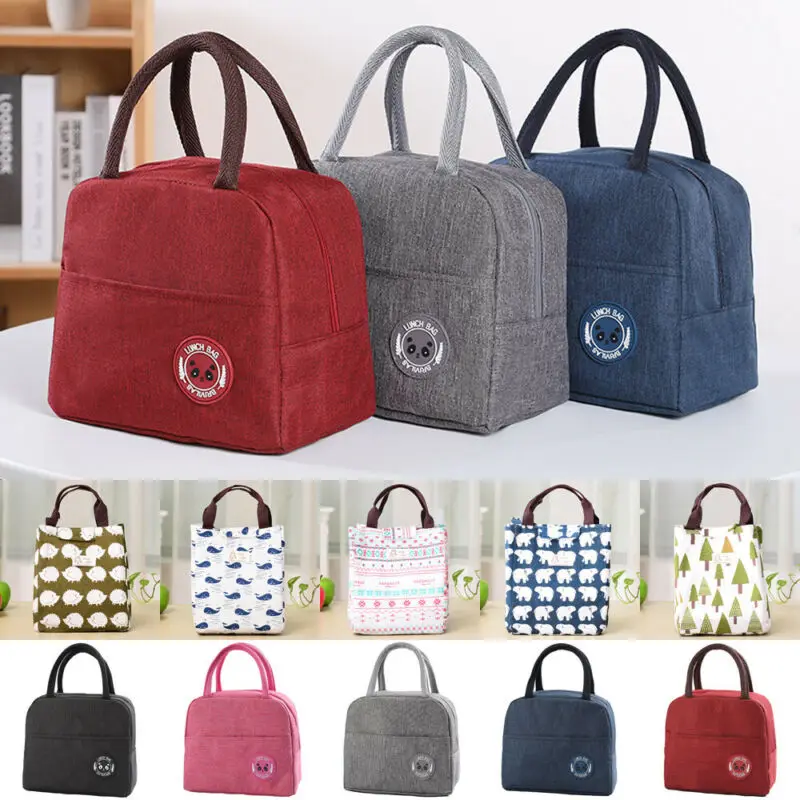 Storage Bags For Women Kids Men Insulated Canvas Box Tote Bag Thermal Cooler Food Lunch Striped Print Kitchen | Дом и сад
