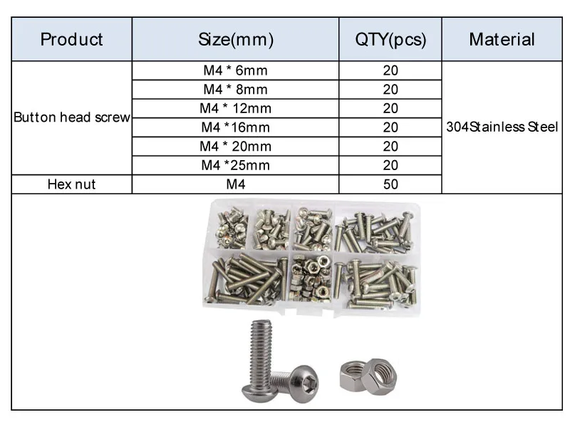 Hex Button Socket Head Cap Screw Nut Hexagon Metric Thread Machine Bolt Assortment Kit Set 304 Stainless Steel M2 M3 M4 M5 M6 Hex Button Socket Head Cap Screw Nut Hexagon Metric Thread Machine Bolt Assortment Kit Set 304 Stainless Steel M2 M3 M4 M5 M6