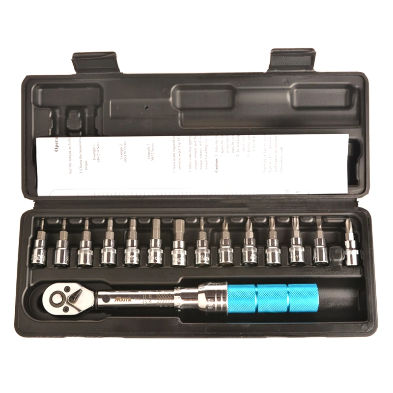 

1/4" 2-14Nm Adjustable Torque Wrench Bicycle Repair Tools Kit Set Tool Bike Repair Spanner Hand Tool Set