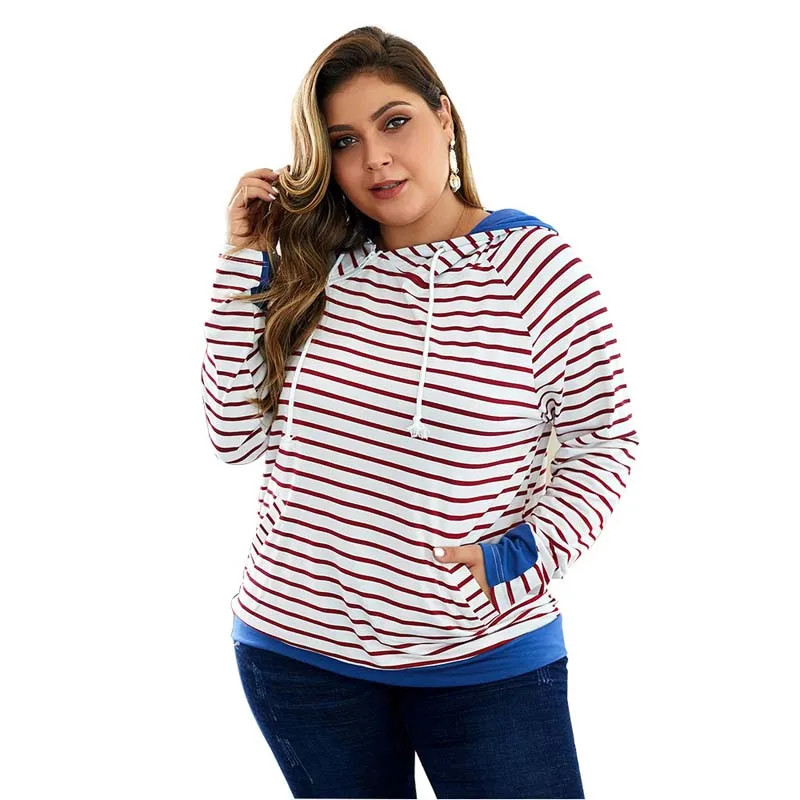 

Oversize Hoodie Sweatshirt Women 2019 Autumn Winter Warm Striped Sweatshirt Ladies Big Size Hooded Sweatshirts Female Hoodies