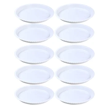 

10pcs Plastic Flowerpot Tray Round Plant Pot Tray Household Durable Flowerpot Base Tray (White, 260 Style)