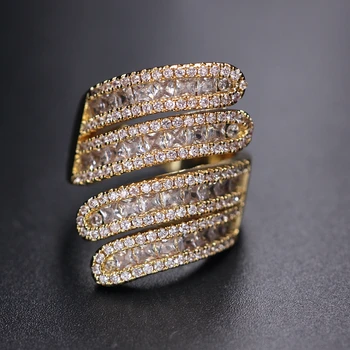 

Luxury Finger Ring Silver Color Gold Color Pave Micro Zirconia Stone large Punk Ring for Women charm Fashion Party Jewelry 2020