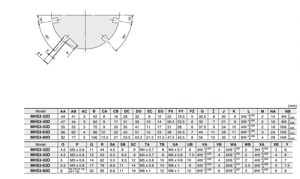 Цилиндр Воздушный Захват 3-Figer type MHS серия MHS3-16D/20D/25D/32D/40D/50D/63D/80D/100D/125D SMC тип