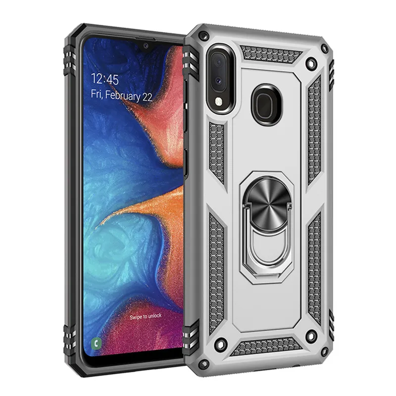Роскошный чехол с магнитным кольцом для samsung Galaxy A20E, прочный защитный противоударный чехол с подставкой для samsung A40 A40S M30 M30S, чехол - Цвет: Silver