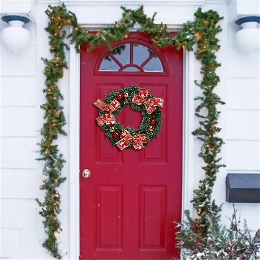 Рождественская гирлянда ручной работы, кулон из ротанга, венок, украшение для дома, двери, год, Веселый Рождественский венок guirlande noel