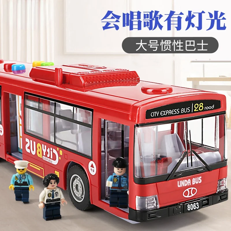 

Simulation large Bus toy open door light and music city bus model children's Gift hot toys