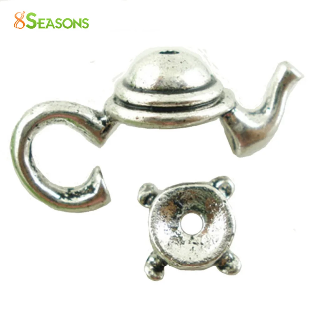 8SEASONS Hot Sale Silver Color/Gold Color Teapot Frog Bead Caps For DIY Jewelry Making Findings 21x9mm 7x3mm,10 Sets